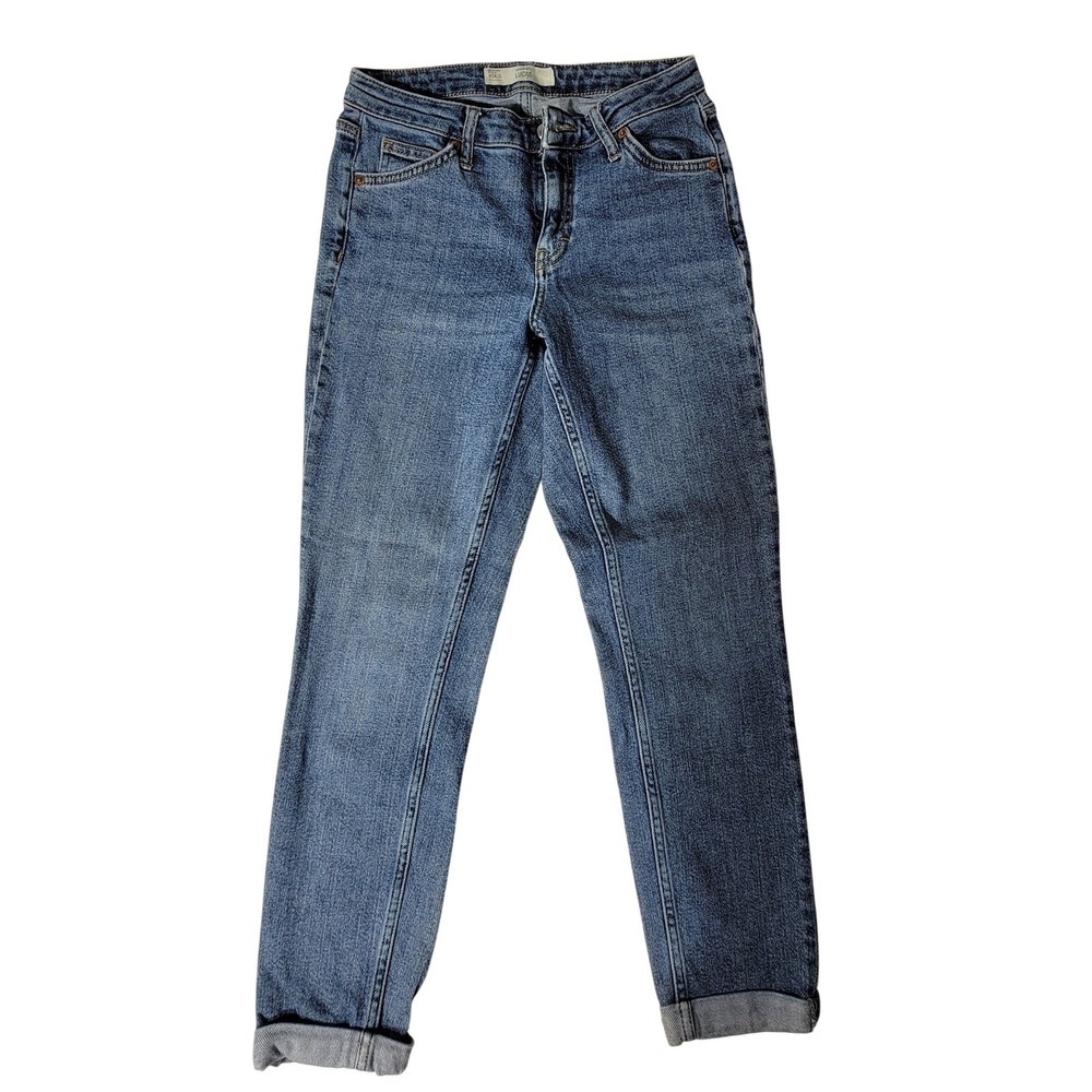 Topshop Moto Lucas Slim Boyfriend Jeans Blue Mid Wash W24 L32 02V02PMDT